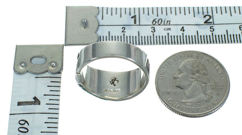 Turquoise Southwestern Authentic Sterling Silver Water Wave Ring Size 5-3/4 QX81666